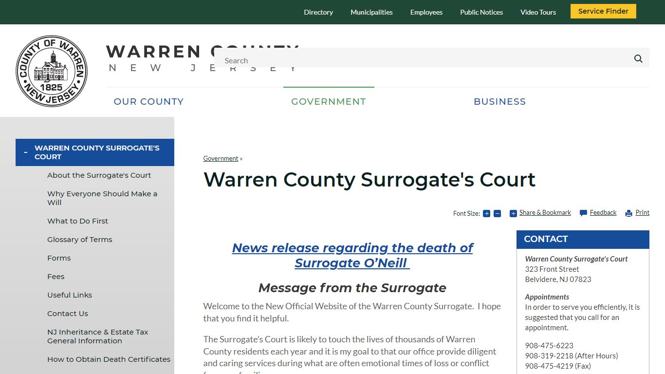 Warren County Surrogate's Court | Warren County, NJ