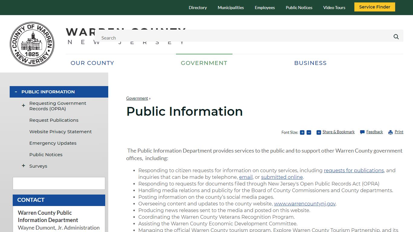 Public Information | Warren County, NJ